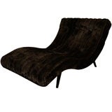 Mid-Century Chaise with Faux Fur Upholstery