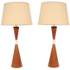Pair of Walnut Table Lamps by Dunbar