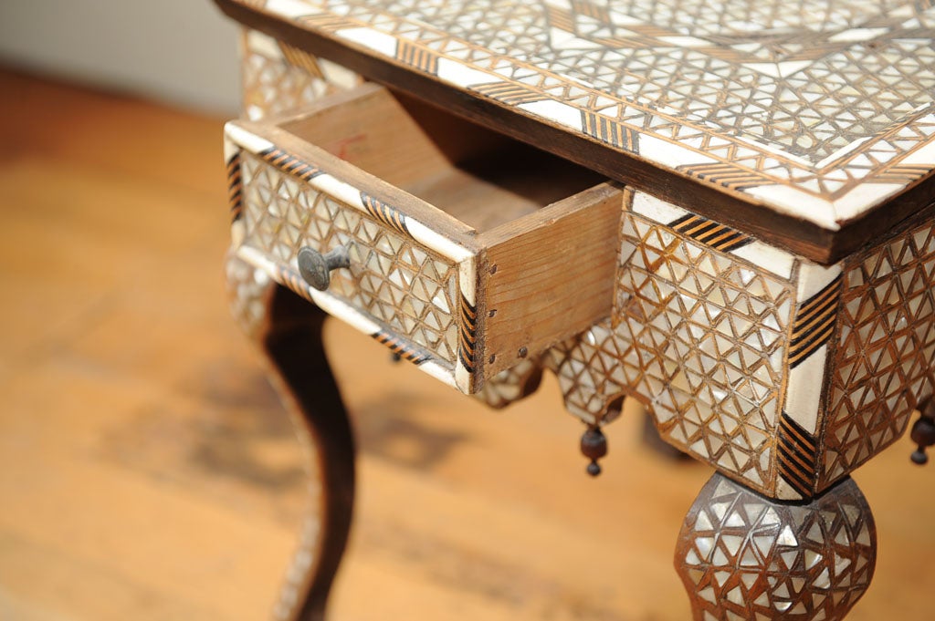 Moroccan Bone and Mother of Pearl Tabouret 1
