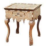Moroccan Bone and Mother of Pearl Tabouret