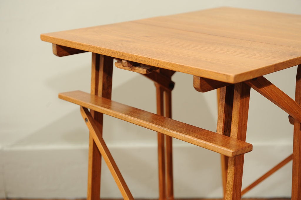 Campaign Style Teak Easel Table For Sale 1