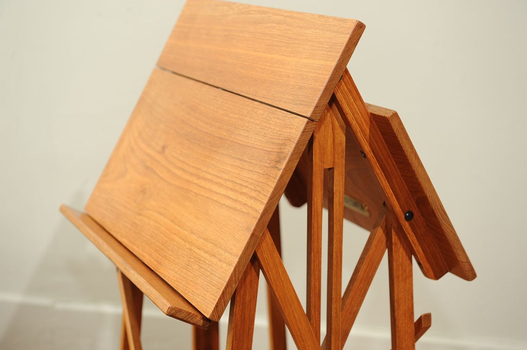 Campaign Style Teak Easel Table For Sale 4