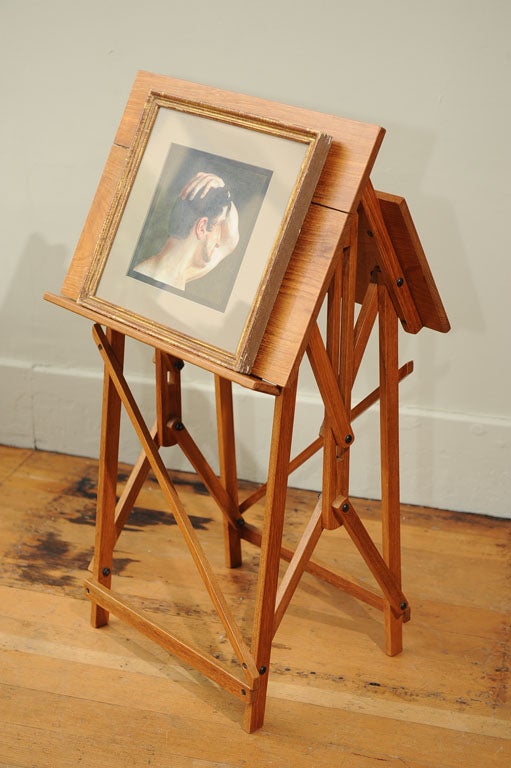 Campaign Style Teak Easel Table For Sale 5