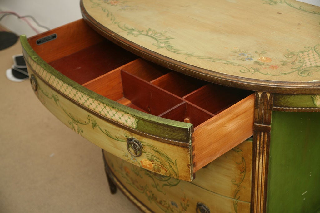 Mid-20th Century 1940s ITALIAN HAND PAINTED DEMILUNE CONSOLE