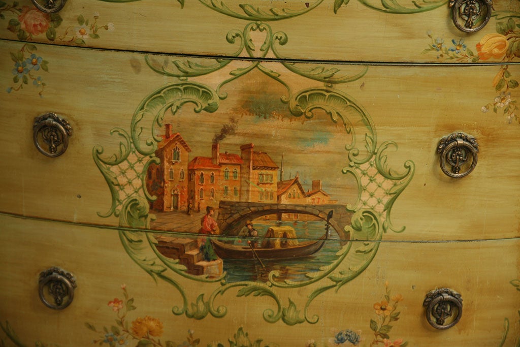 1940s ITALIAN HAND PAINTED DEMILUNE CONSOLE 2