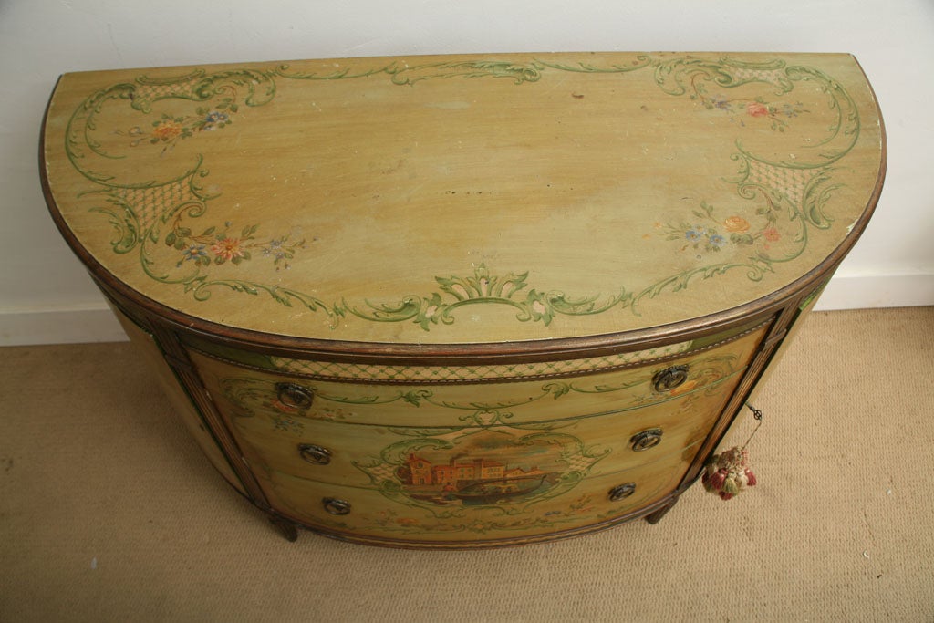 1940s ITALIAN HAND PAINTED DEMILUNE CONSOLE 3