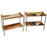 Pair of C.1940 French Gilt Bronze Mirrored Side Tables