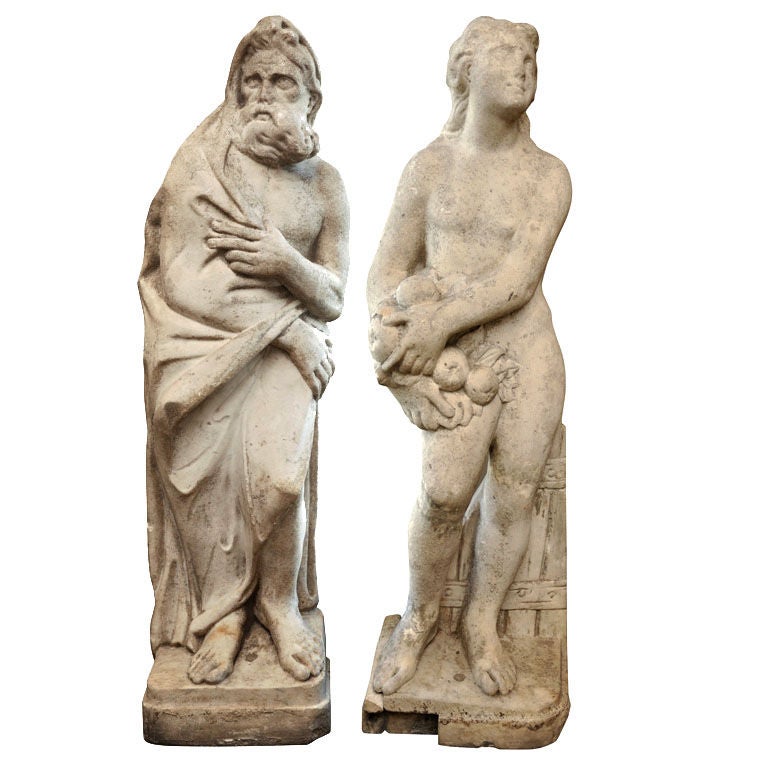 Paire de statues en marbre du 19ème siècle