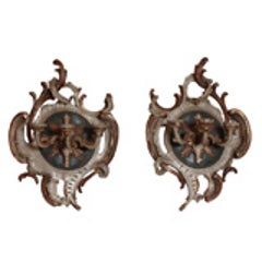 PAIR GERMAN BAROQUE PAINTED WALL SCONCES 5