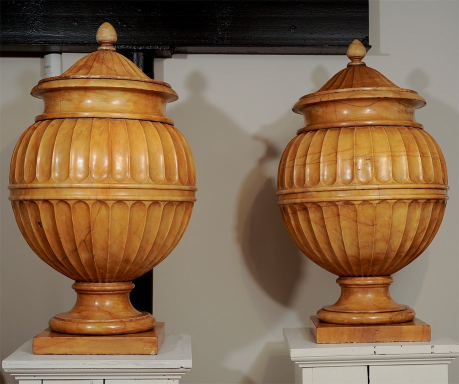 Pair of Italian Marble Urns