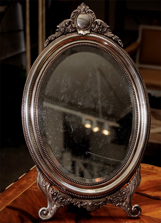 Silver Russian Ladies Table Mirror