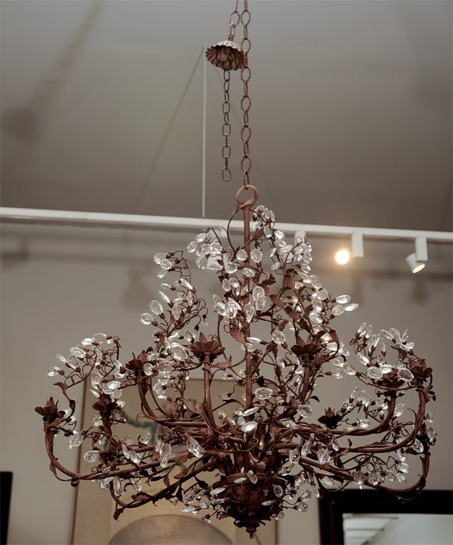 Iron and Glass Chandelier