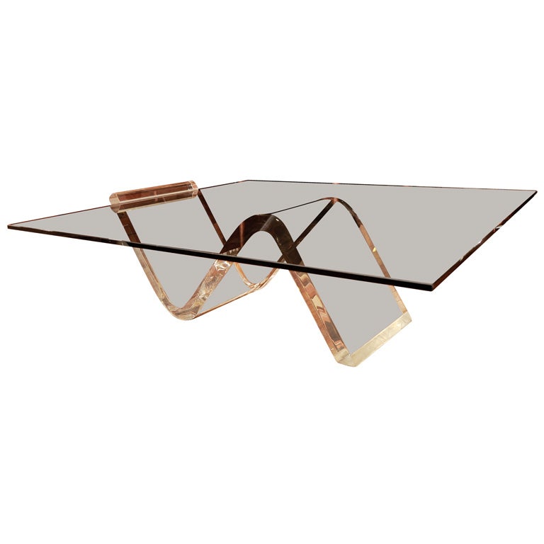 Coffee Table Wave Lucite and Glass