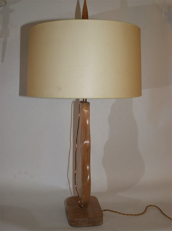 A pair of modernist sculptural table lamps signed Heifetz.
Shades not included