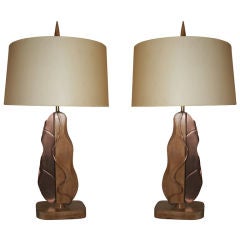 Pair of Modernist Sculptural Table Lamps Signed Heifetz 6