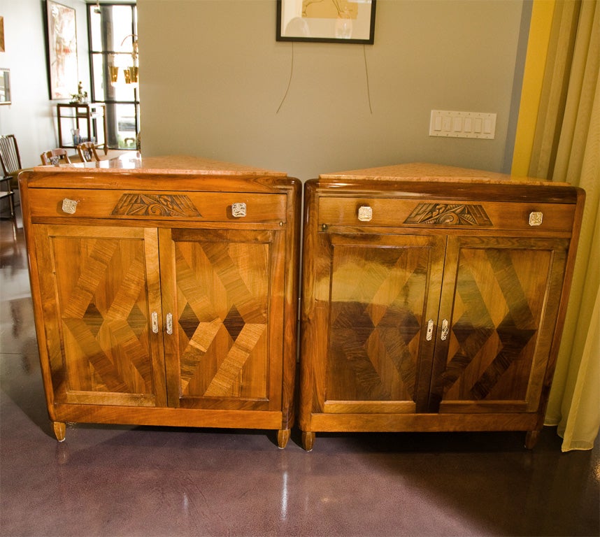 Pair of Art Deco Corner cabinets