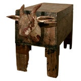 Wooden Trunk with Goat Head
