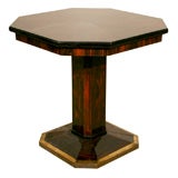 Vintage Art Deco Side Table with Brass Trim