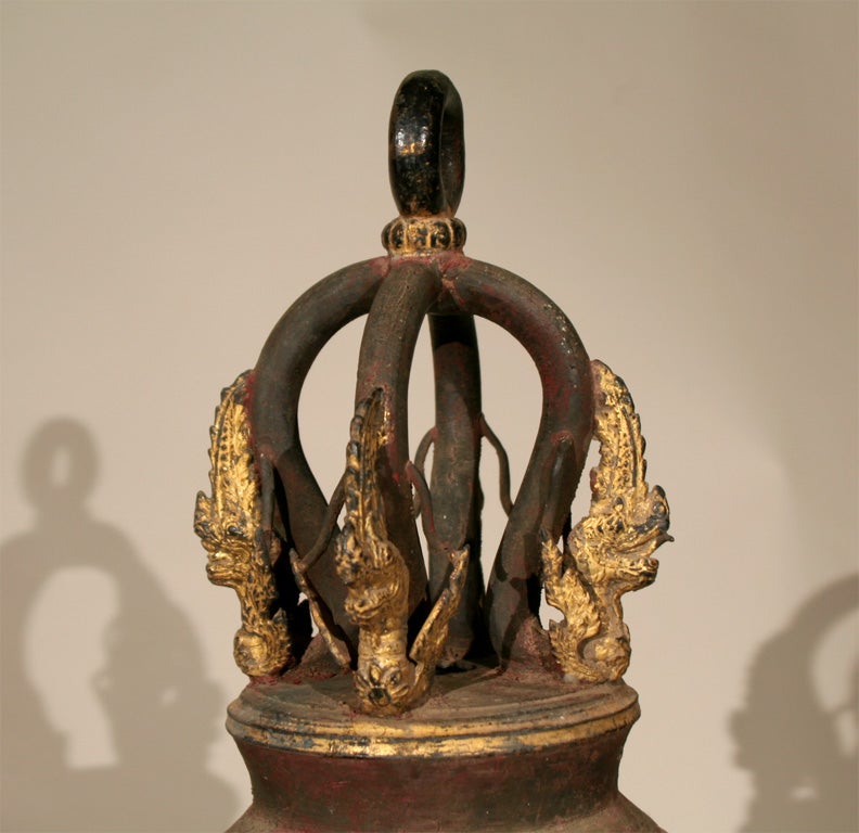 20th Century Thai Temple Bell with Stand
