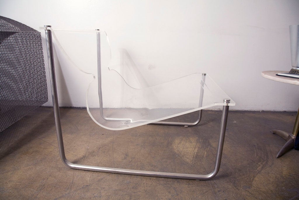Mid-20th Century Pair of chrome and lucite sling chairs by Charles Hollis Jones
