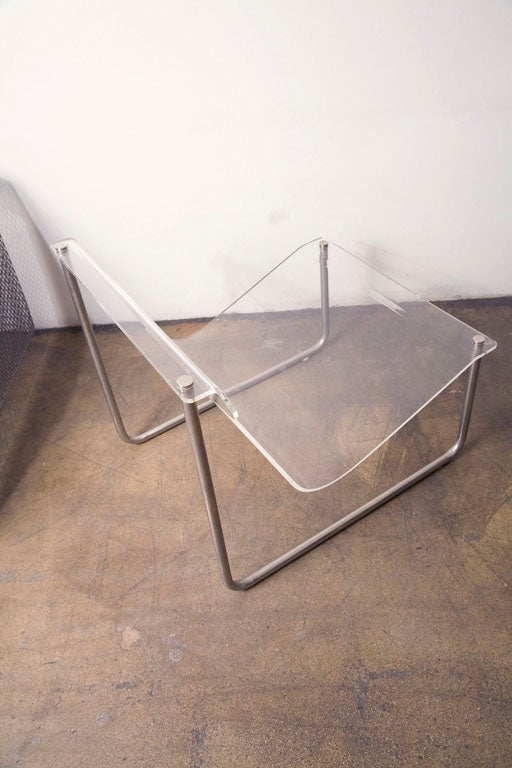 Lucite Pair of chrome and lucite sling chairs by Charles Hollis Jones