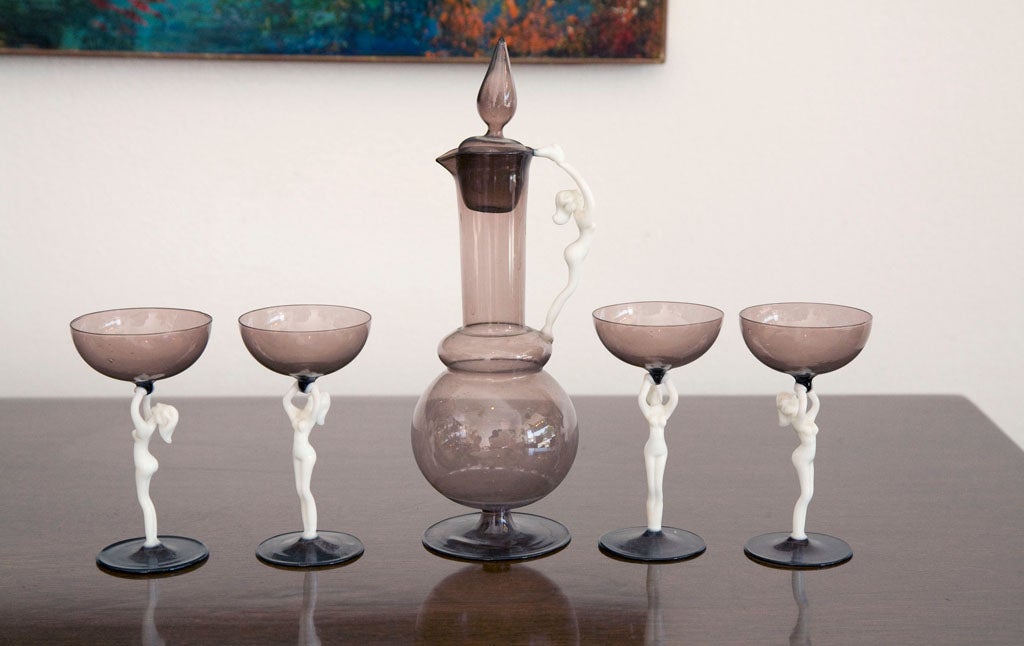 Bimini glass vases and decanter with nude female 5