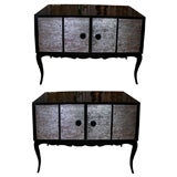 Two 1950s Buffets Clad in Gray and Black Glass