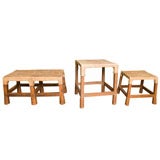 A Set of Three Hide Top Stools, Circa 1910