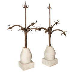 A Pair of French Iron Branch Finials, Circa 1780
