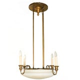 1920's Four Arm Chandelier with Glass Bowl