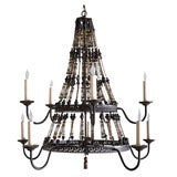 Two Tier Wood Beaded Chandelier