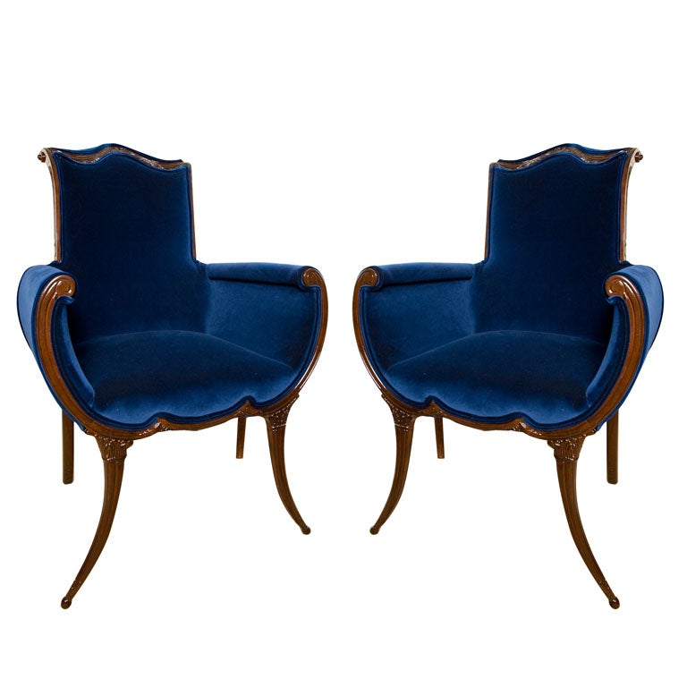 Pair Regency Peacock chairs in the style of Grosfeld House For Sale