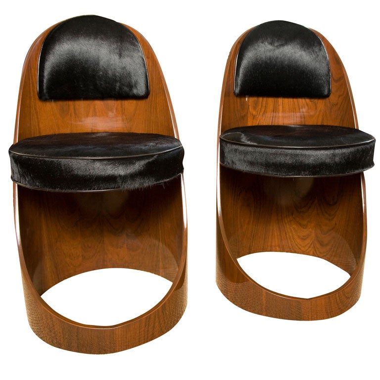 Plywood Cylinder chair in Italian Dyed Pony Skin