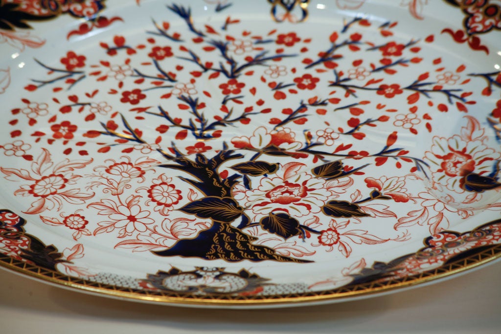 19th C. Derby "Imari" Huge Well and Tree Platter