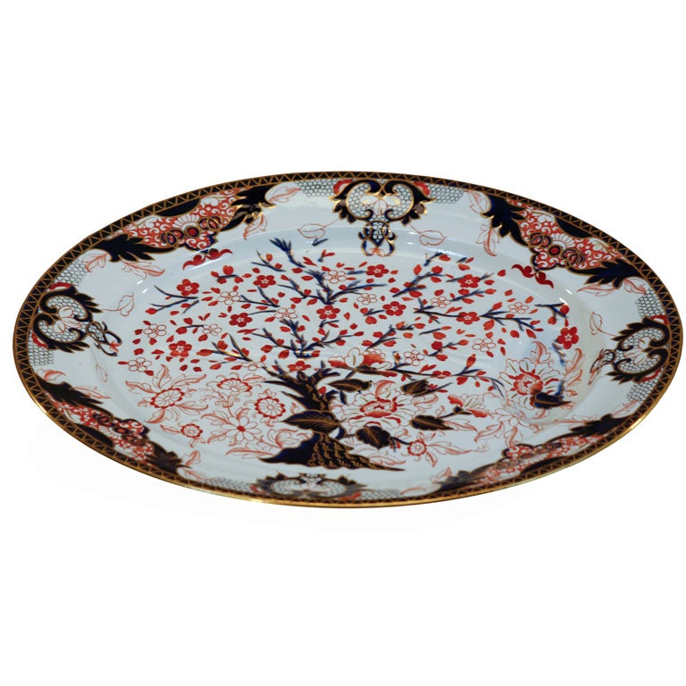 19th C. Derby "Imari" Huge Well and Tree Platter