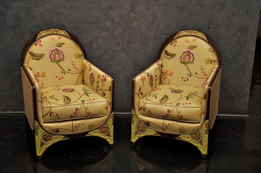Art Deco Pair of Chairs Attributed to Paul Follot