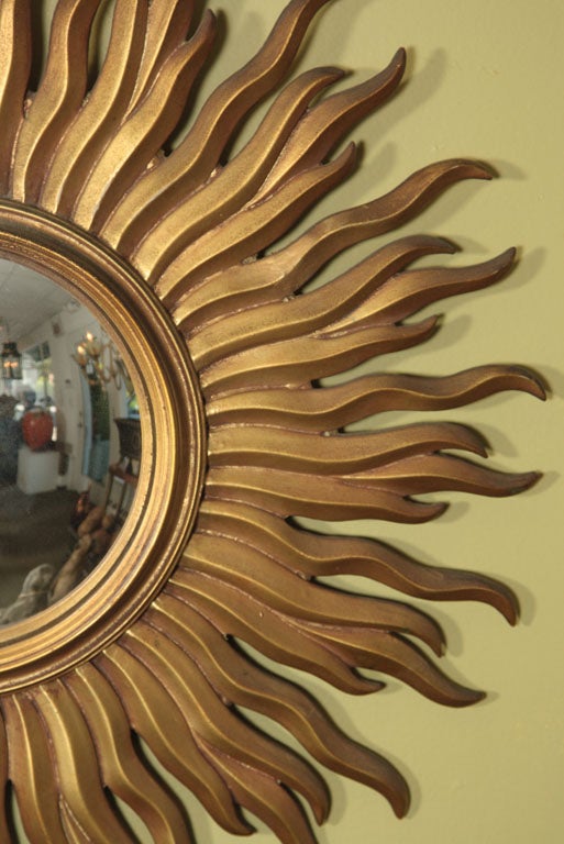 Mid-20th Century Gilt Resin Sunburst Frame Mirror