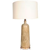 Decorative Ceramic Table Lamp on Brass Footed Base