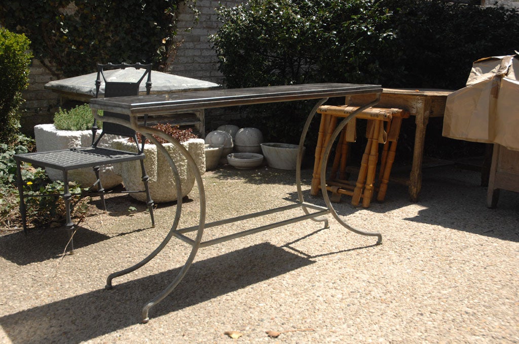 French Iron Console with Stone Top
