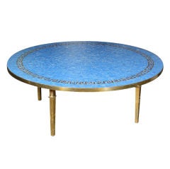 Round Greek Key Mosaic Tile Table