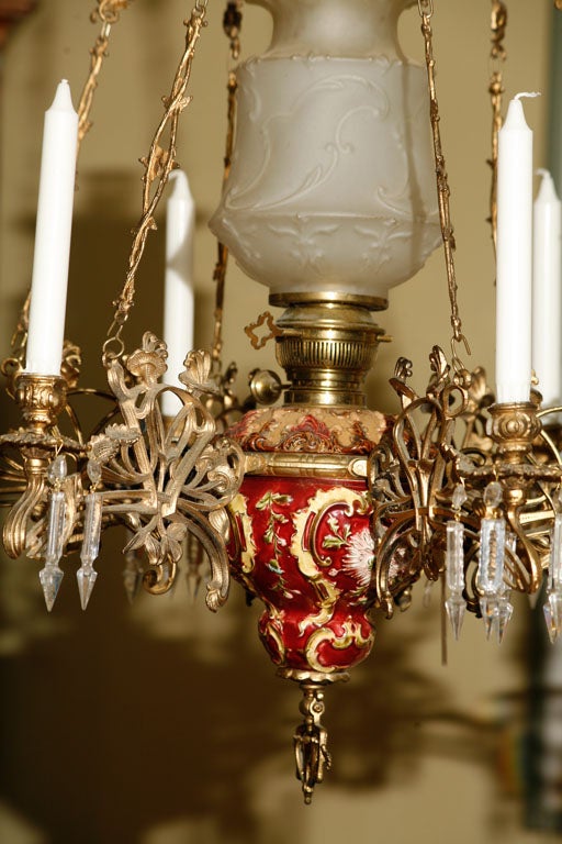 19th Century Swedish Majolica Chandelier In Good Condition In Hudson, NY