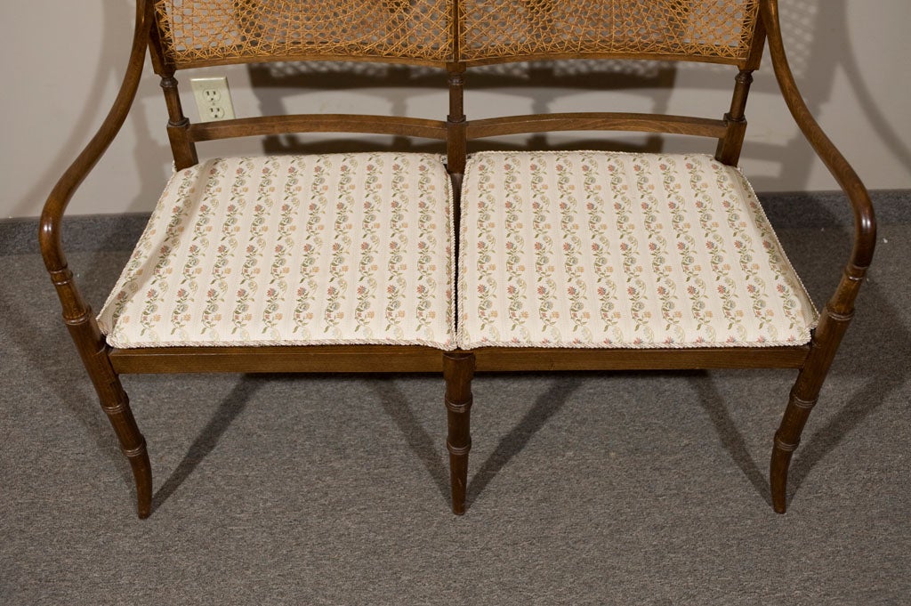 Mid-20th Century Antique 1930s Woven Cane Regency Settee Loveseat