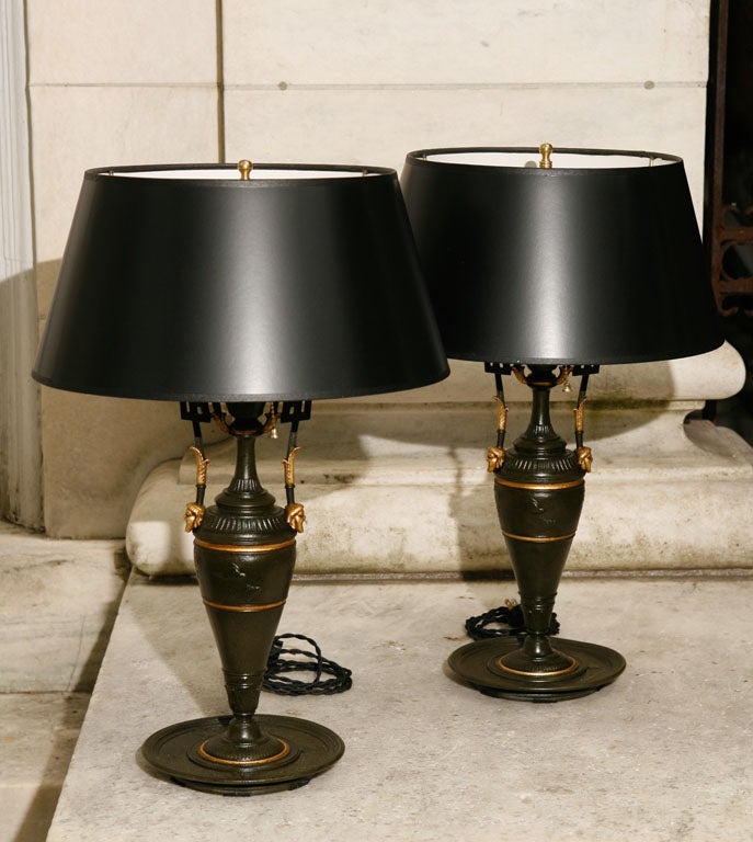 Pair of Bronzed and Gilded Metal Lamps