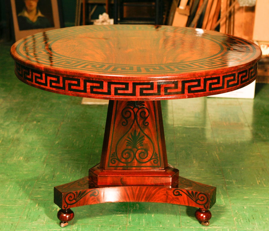 19th Century A Fine Paint Decorated Regency Mahogany Center Table