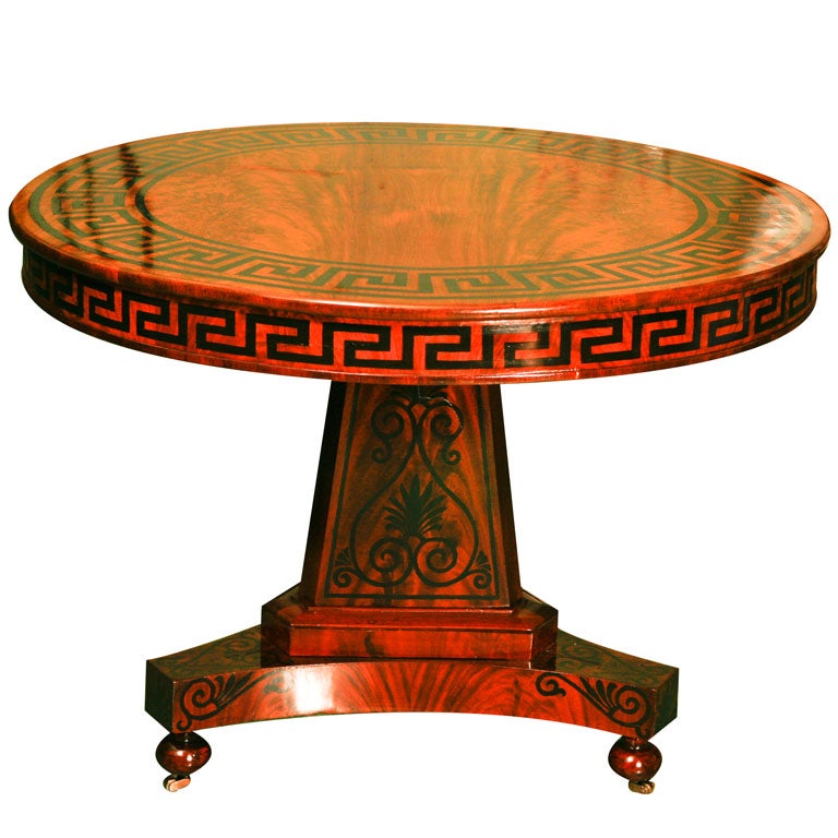 A Fine Paint Decorated Regency Mahogany Center Table