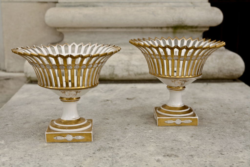 A fine pair of Old Paris Reticulated Fruit Compotes