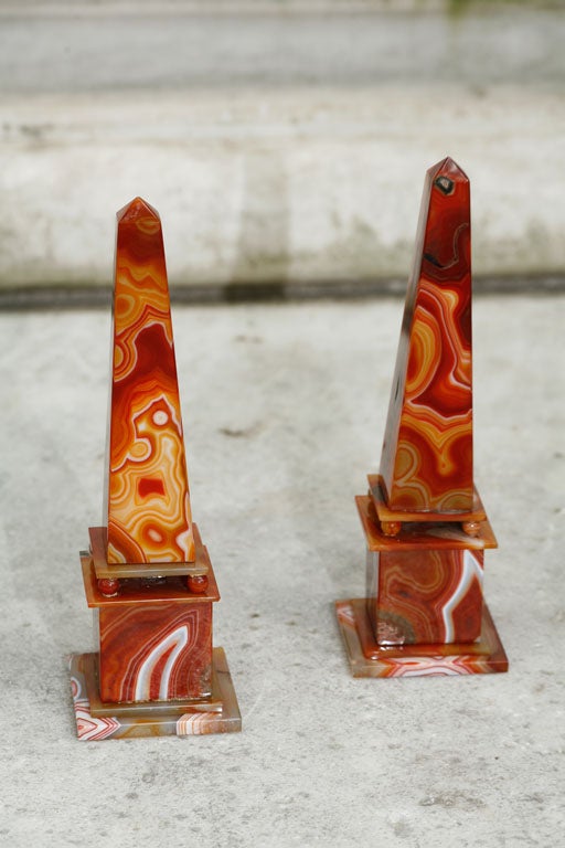 A fine pair of Banded Agate Obelisks 3
