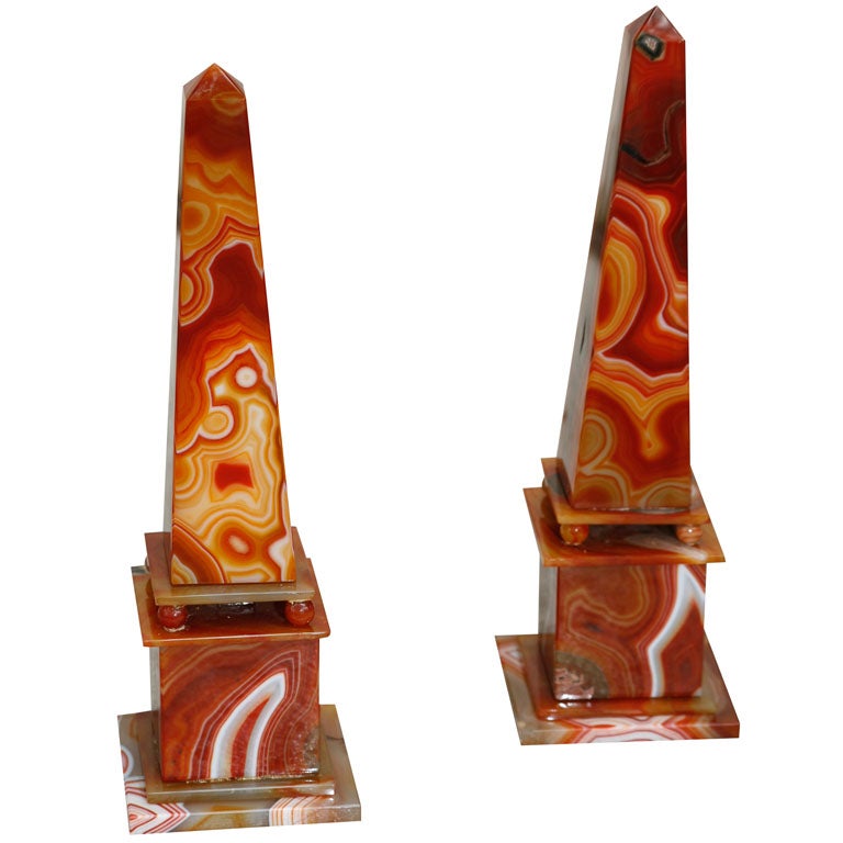 A fine pair of Banded Agate Obelisks