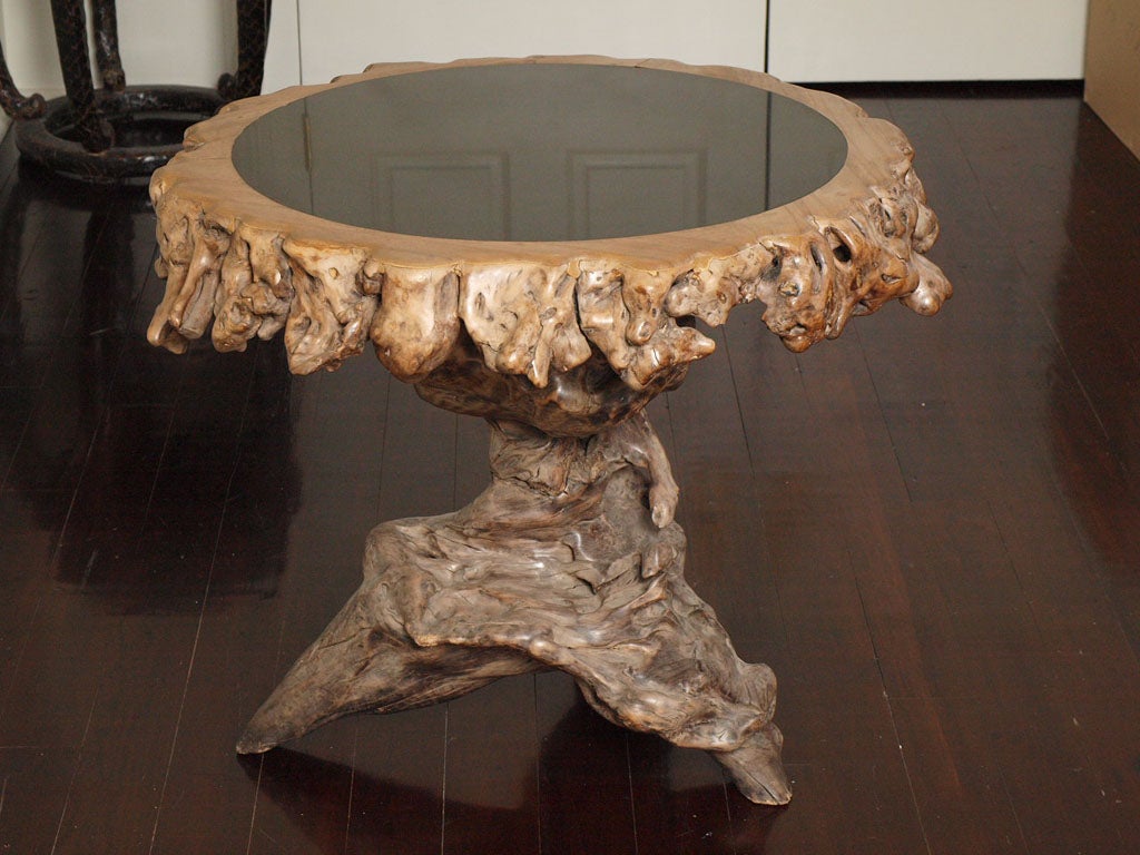 Burl Table with Granite Inlay