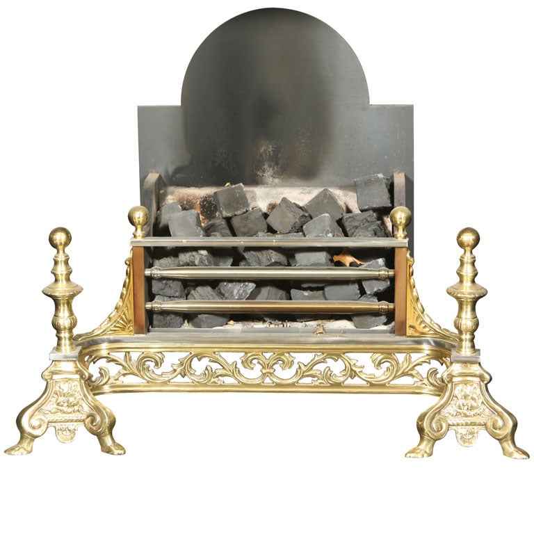 Combination  Fireplace  Andirons  And  Coal  Basket